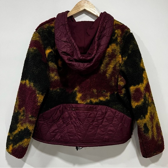 Women’s Marble Sherpa Hoodie Lined Jacket JoyLab Black/Burgundy Size XL - Picture 4 of 9